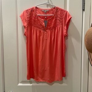NEW…Daniel Rainn Coral Eyelet Detail Blouse